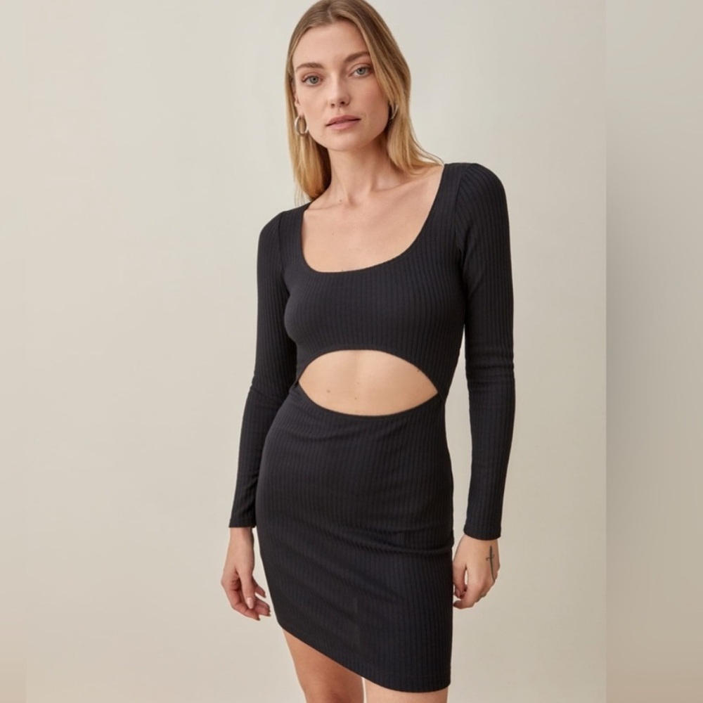 Black Cut-Out Ribbed Dress